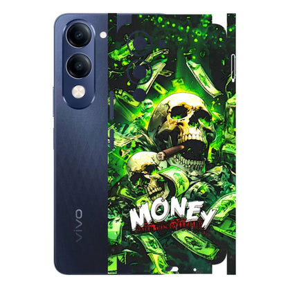 VIVO Z/V/X/T/U/S Series Phone Skins (All Models) - Skull Money - 3D Embossed Finish (L-303) Vivo T4 Lite