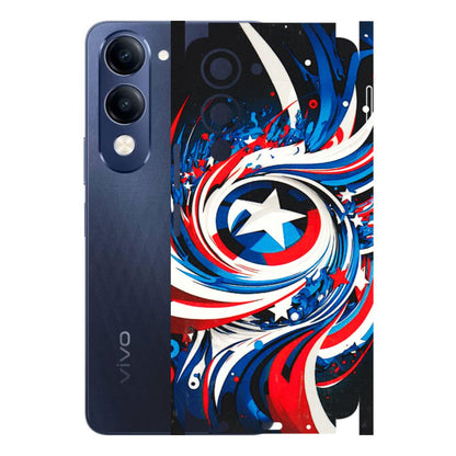 VIVO Z/V/X/T/U/S Series Phone Skins (All Models) - Captain America Logo - 3D Embossed Finish (L-307) Vivo T4 Lite