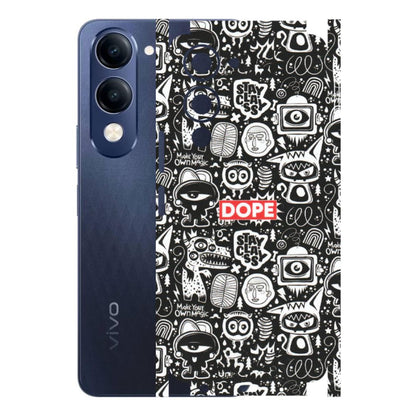 VIVO Z/V/X/T/U/S Series Phone Skins (All Models) - Dope Stay Classy Black Doodles - Matte Finish (M-126) Vivo T4 Lite