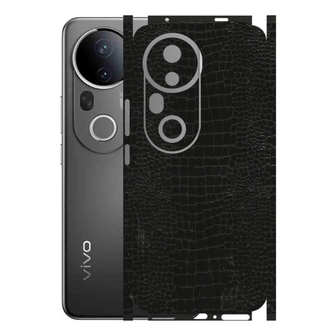 VIVO Z/V/X/T/U/S Series Phone Skins (All Models) - Snake Leather Black - 3D Embossed Finish (L-107) Vivo T4 Ultra