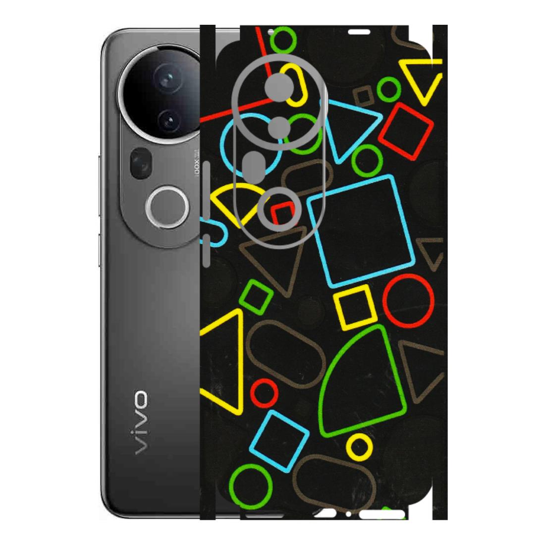 VIVO Z/V/X/T/U/S Series Phone Skins (All Models) - Black Shapes - 3D Embossed Finish (L-131) Vivo T4 Ultra