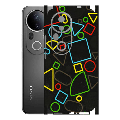 VIVO Z/V/X/T/U/S Series Phone Skins (All Models) - Black Shapes - 3D Embossed Finish (L-131) Vivo T4 Ultra