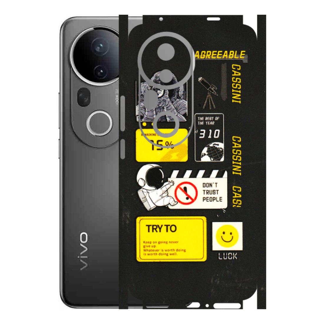 VIVO Z/V/X/T/U/S Series Phone Skins (All Models) - Black Cassini - 3D Embossed Finish (L-161) Vivo T4 Ultra