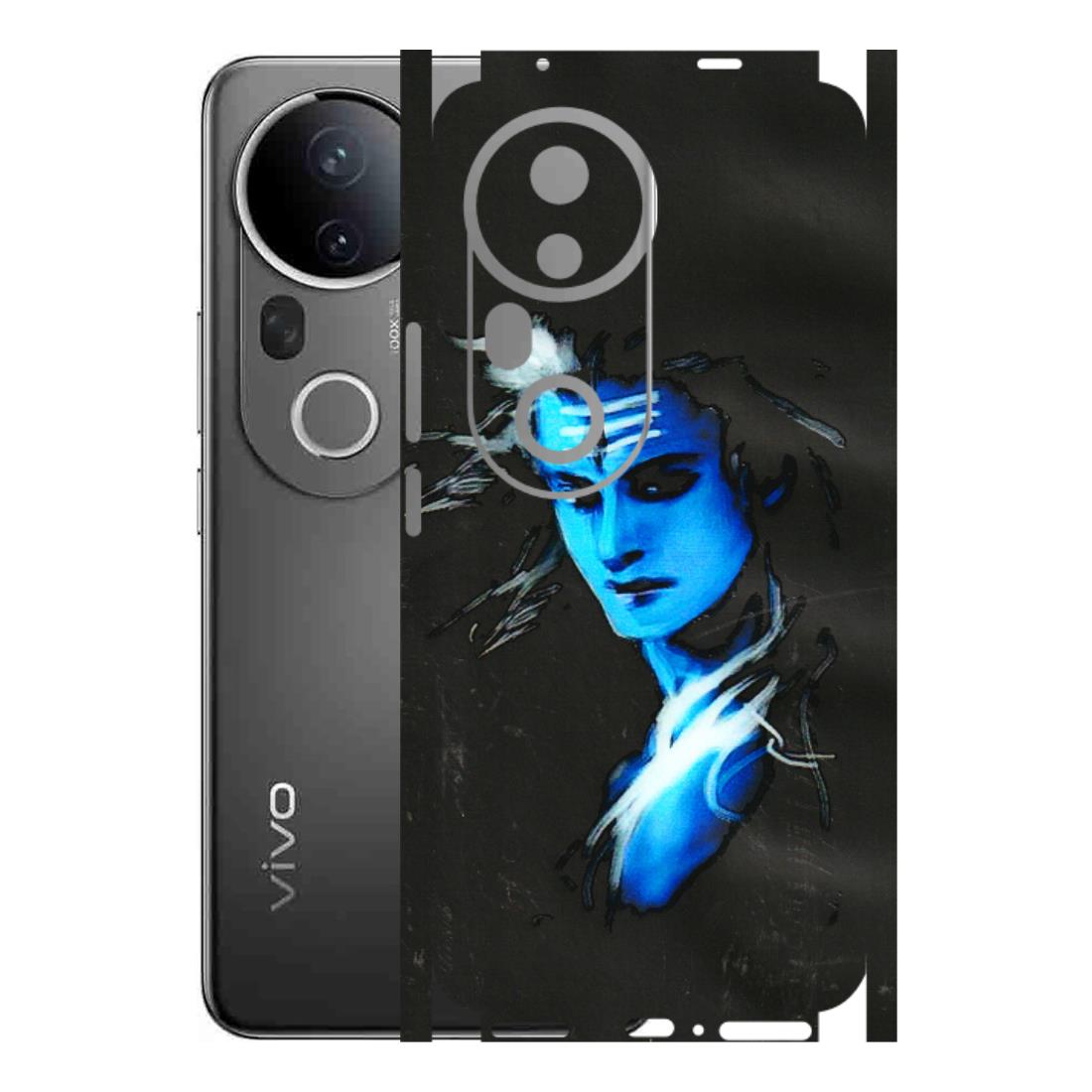 VIVO Z/V/X/T/U/S Series Phone Skins (All Models) - Har Har Mahadev Blue/Black - 3D Embossed Finish (L-185) Vivo T4 Ultra