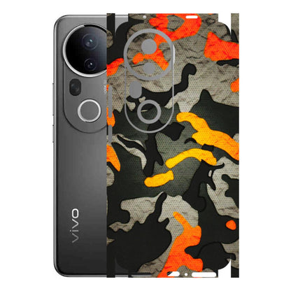 VIVO Z/V/X/T/U/S Series Phone Skins (All Models) - Orange Camouflage - 3D Embossed Finish (L-204) Vivo T4 Ultra