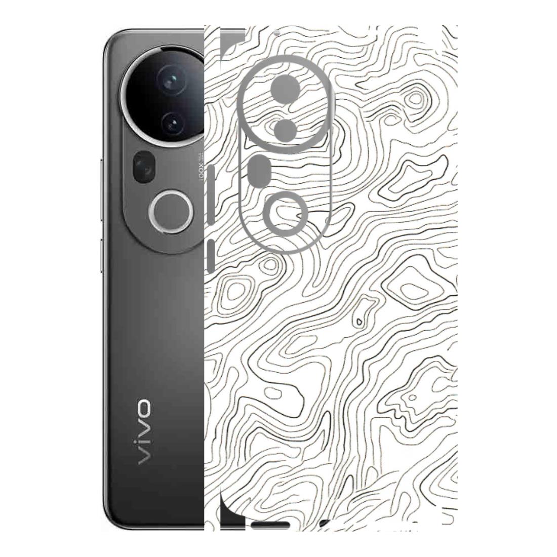 VIVO Z/V/X/T/U/S Series Phone Skins (All Models) - White Black Swirls - 3D Embossed Finish (L-219) Vivo T4 Ultra