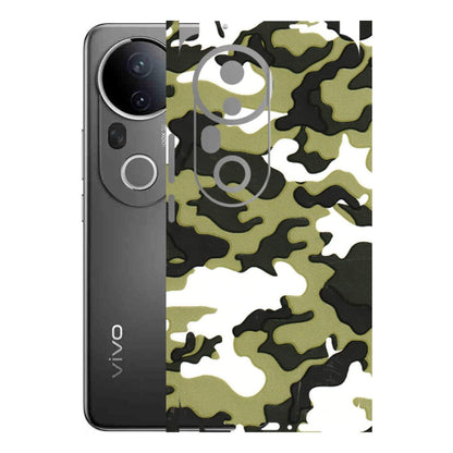 VIVO Z/V/X/T/U/S Series Phone Skins (All Models) - Camouflages White And Green - 3D Embossed Finish (L-243) Vivo T4 Ultra