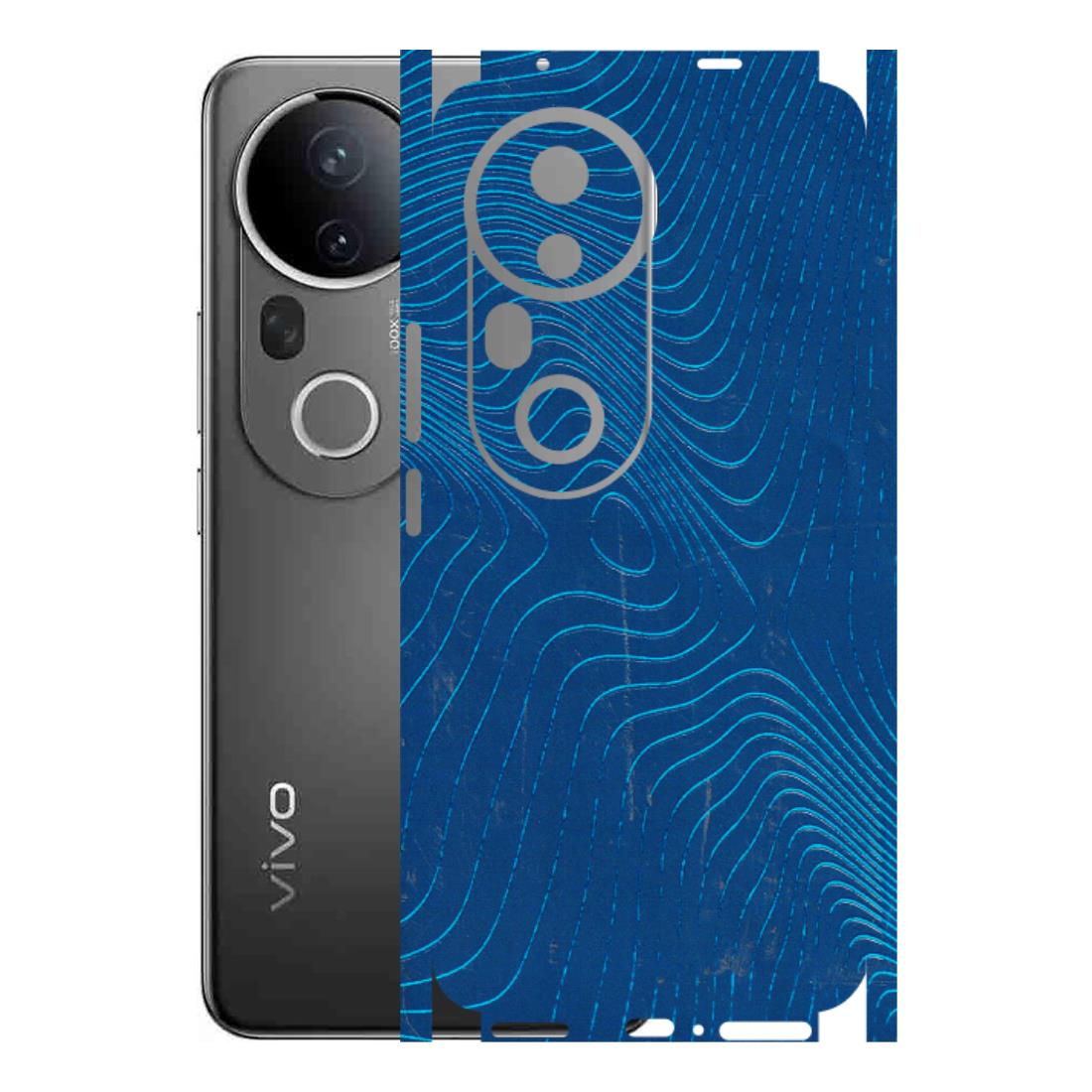 VIVO Z/V/X/T/U/S Series Phone Skins (All Models) - Abstract Blue Line Map - 3D Embossed Finish (L-272) Vivo T4 Ultra