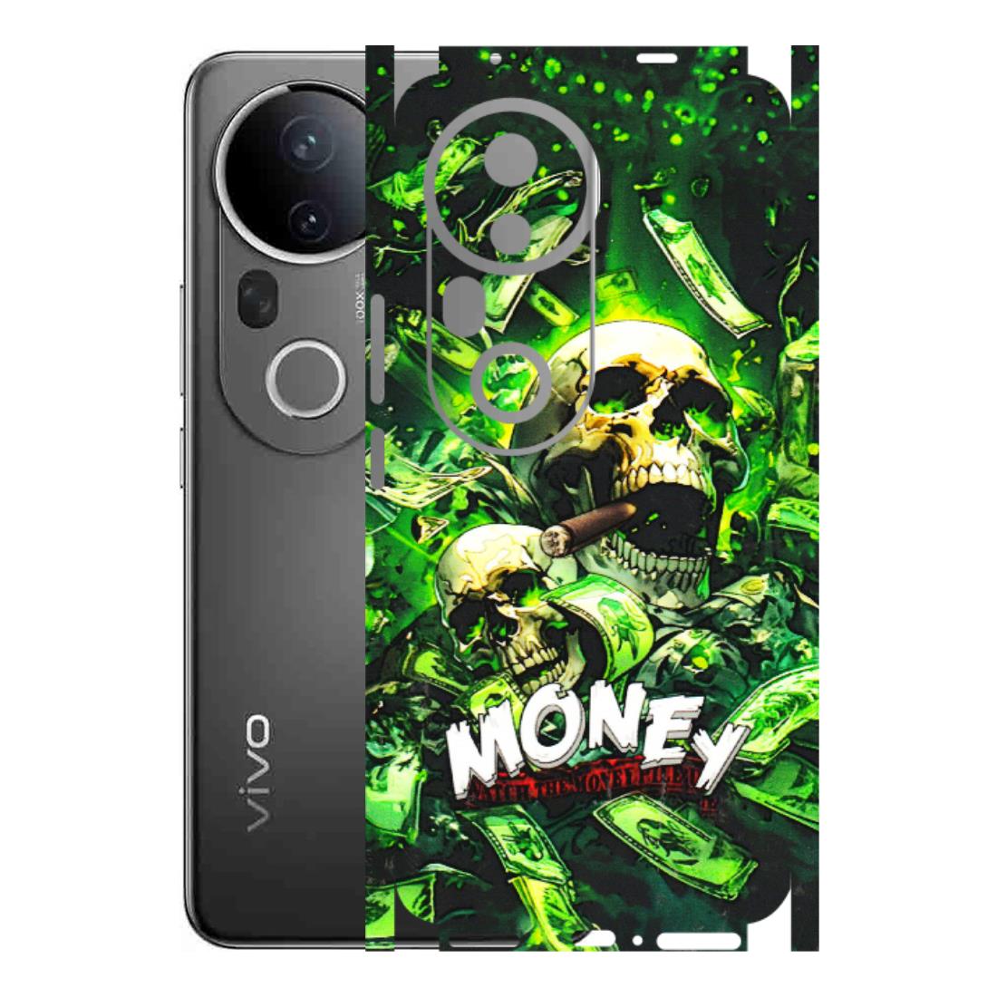 VIVO Z/V/X/T/U/S Series Phone Skins (All Models) - Skull Money - 3D Embossed Finish (L-303) Vivo T4 Ultra