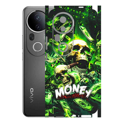 VIVO Z/V/X/T/U/S Series Phone Skins (All Models) - Skull Money - 3D Embossed Finish (L-303) Vivo T4 Ultra