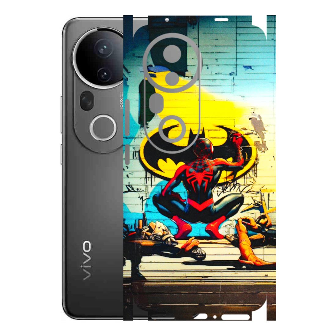 VIVO Z/V/X/T/U/S Series Phone Skins (All Models) - New Spiderman Bat Logo - 3D Embossed Finish (L-309) Vivo T4 Ultra