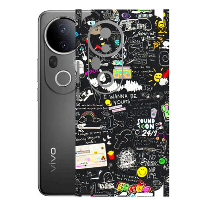 VIVO Z/V/X/T/U/S Series Phone Skins (All Models) - Black Creatives Doodles - 3D Embossed Finish (L-311) Vivo T4 Ultra