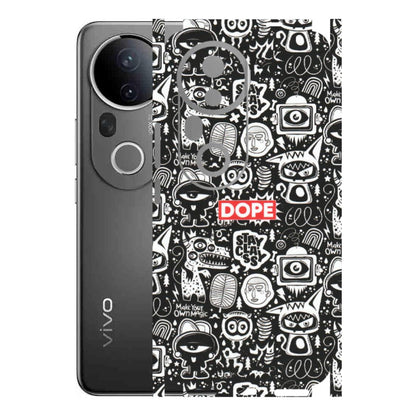 VIVO Z/V/X/T/U/S Series Phone Skins (All Models) - Dope Stay Classy Black Doodles - Matte Finish (M-126) Vivo T4 Ultra