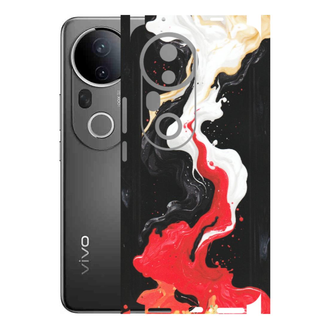 VIVO Z/V/X/T/U/S Series Phone Skins (All Models) - Black Red White Paint Splash Fusion - Matte Finish (M-56) Vivo T4 Ultra