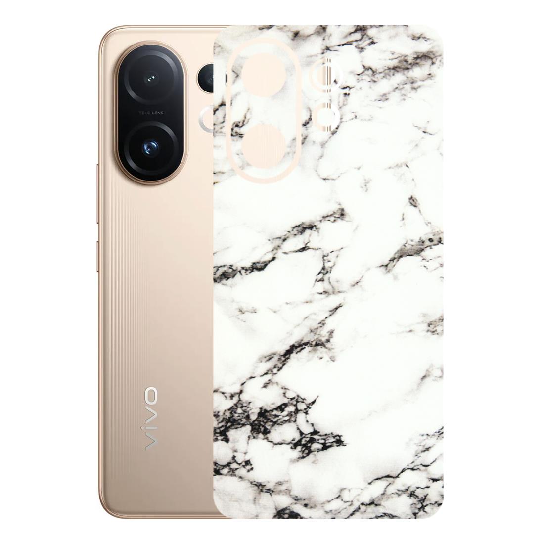 VIVO Z/V/X/T/U/S Series Phone Skins (All Models) - Black and White Marble Texture - 3D Embossed Finish (L-124) Vivo T4 pro