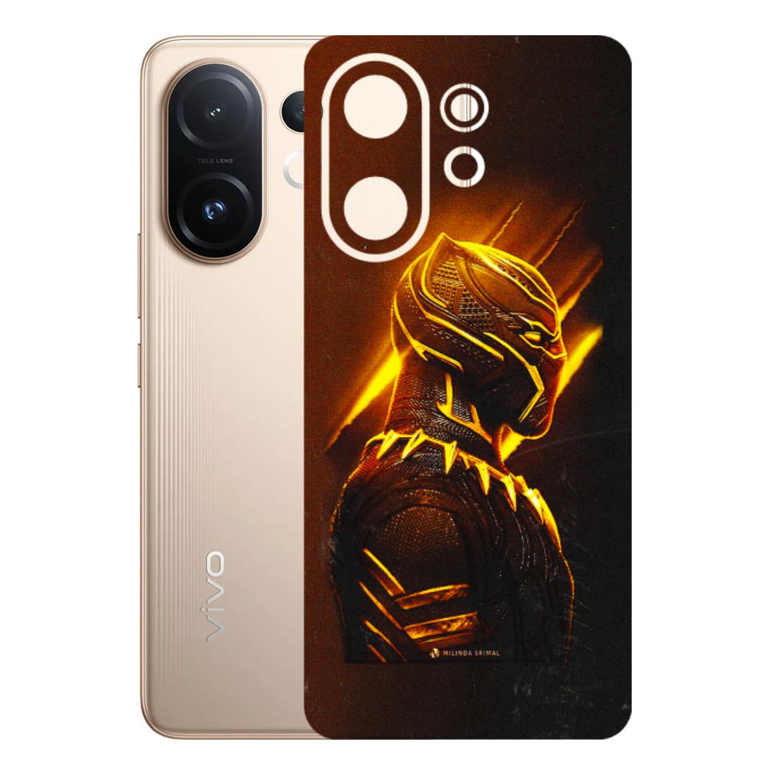 VIVO Z/V/X/T/U/S Series Phone Skins (All Models) - Gold Black Panther - 3D Embossed Finish (L-181) Vivo T4 pro
