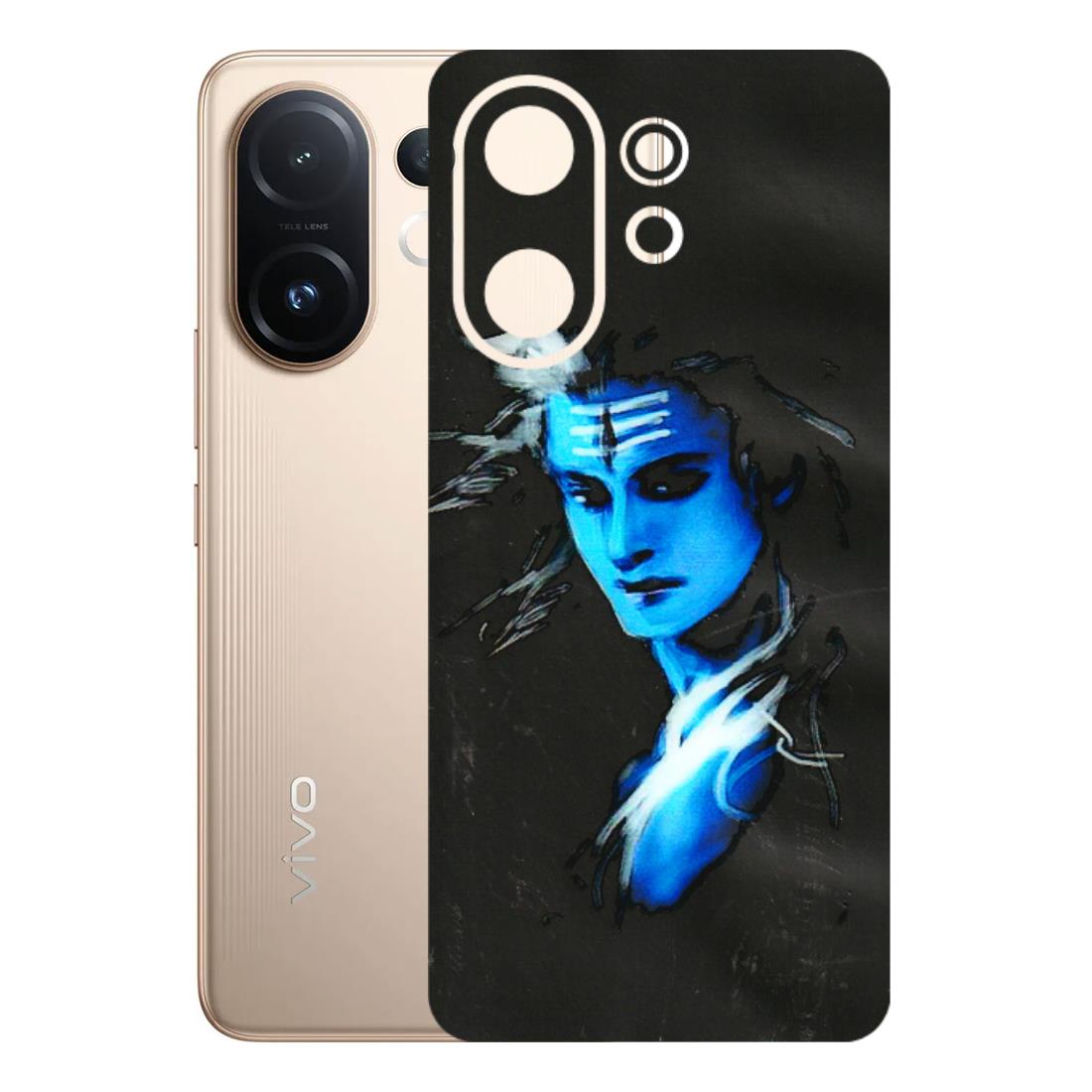 VIVO Z/V/X/T/U/S Series Phone Skins (All Models) - Har Har Mahadev Blue/Black - 3D Embossed Finish (L-185) Vivo T4 pro