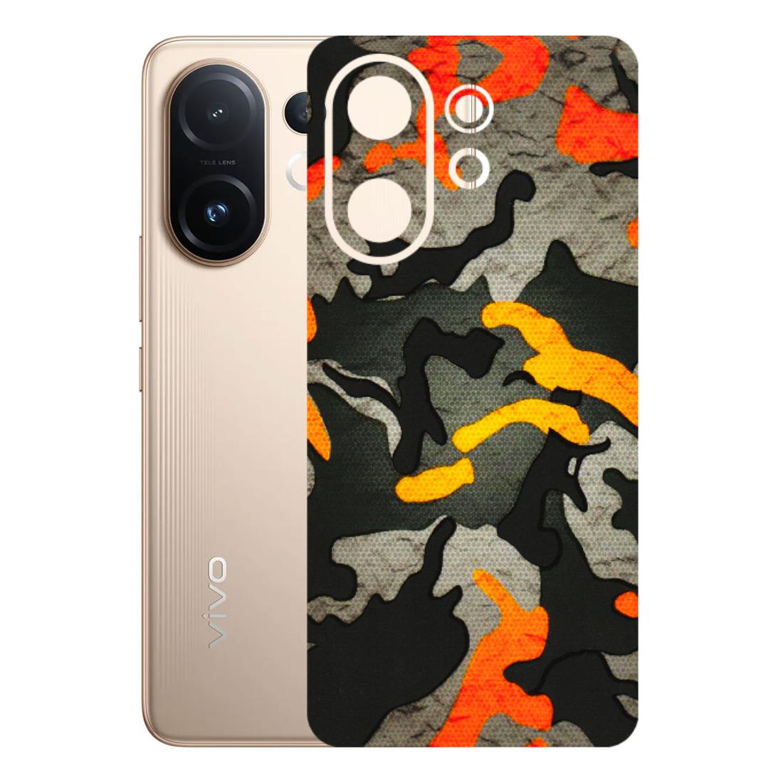 VIVO Z/V/X/T/U/S Series Phone Skins (All Models) - Orange Camouflage - 3D Embossed Finish (L-204) Vivo T4 pro