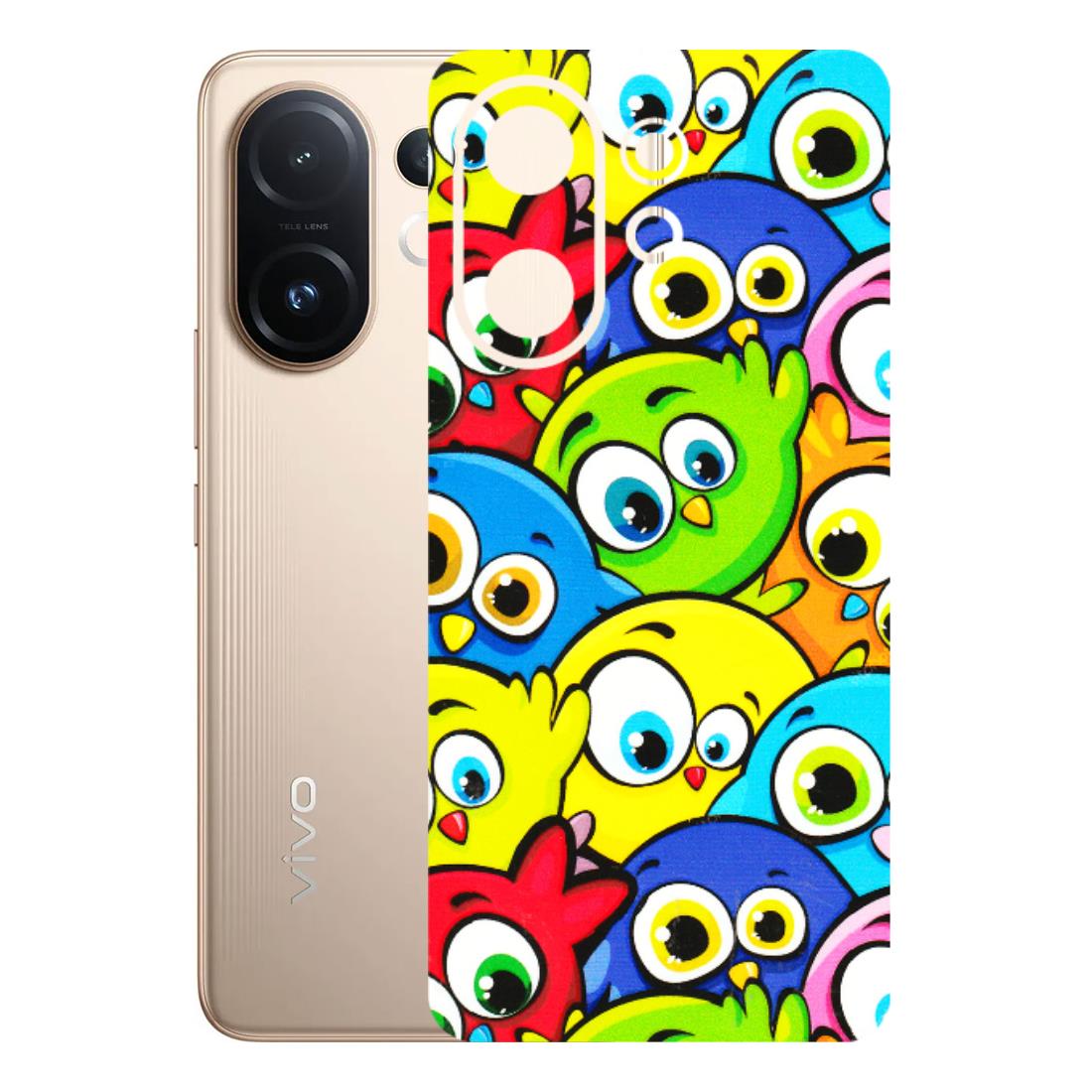 VIVO Z/V/X/T/U/S Series Phone Skins (All Models) - Cute Fluffy Birds - 3D Embossed Finish (L-213) Vivo T4 pro