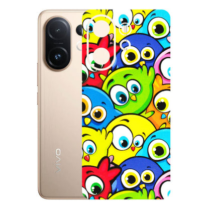 VIVO Z/V/X/T/U/S Series Phone Skins (All Models) - Cute Fluffy Birds - 3D Embossed Finish (L-213) Vivo T4 pro