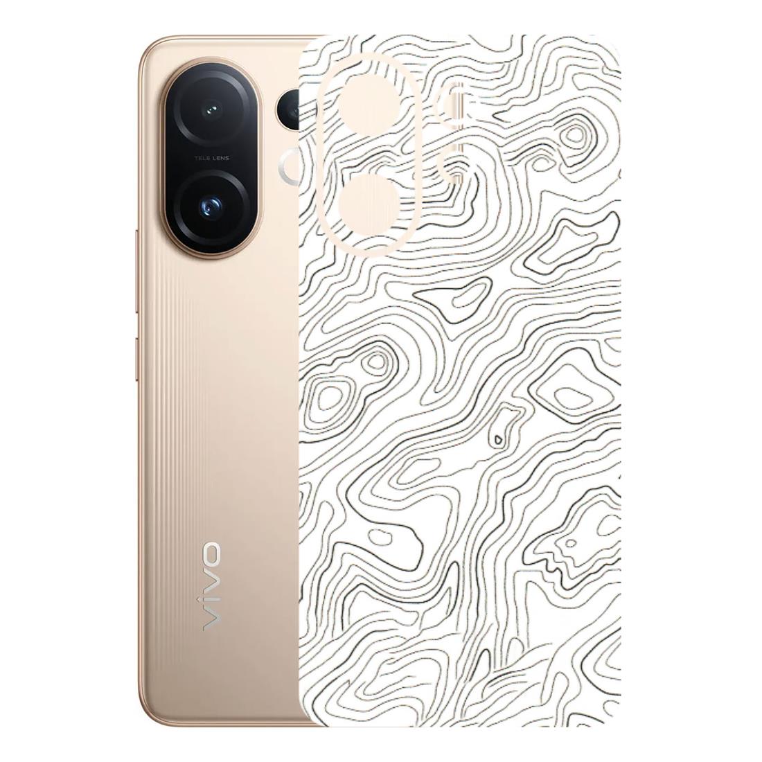 VIVO Z/V/X/T/U/S Series Phone Skins (All Models) - White Black Swirls - 3D Embossed Finish (L-219) Vivo T4 pro