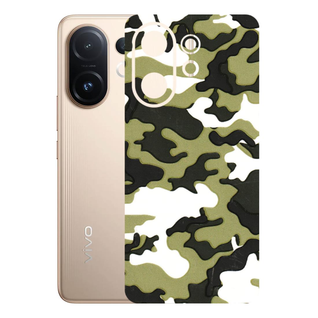 VIVO Z/V/X/T/U/S Series Phone Skins (All Models) - Camouflages White And Green - 3D Embossed Finish (L-243) Vivo T4 pro