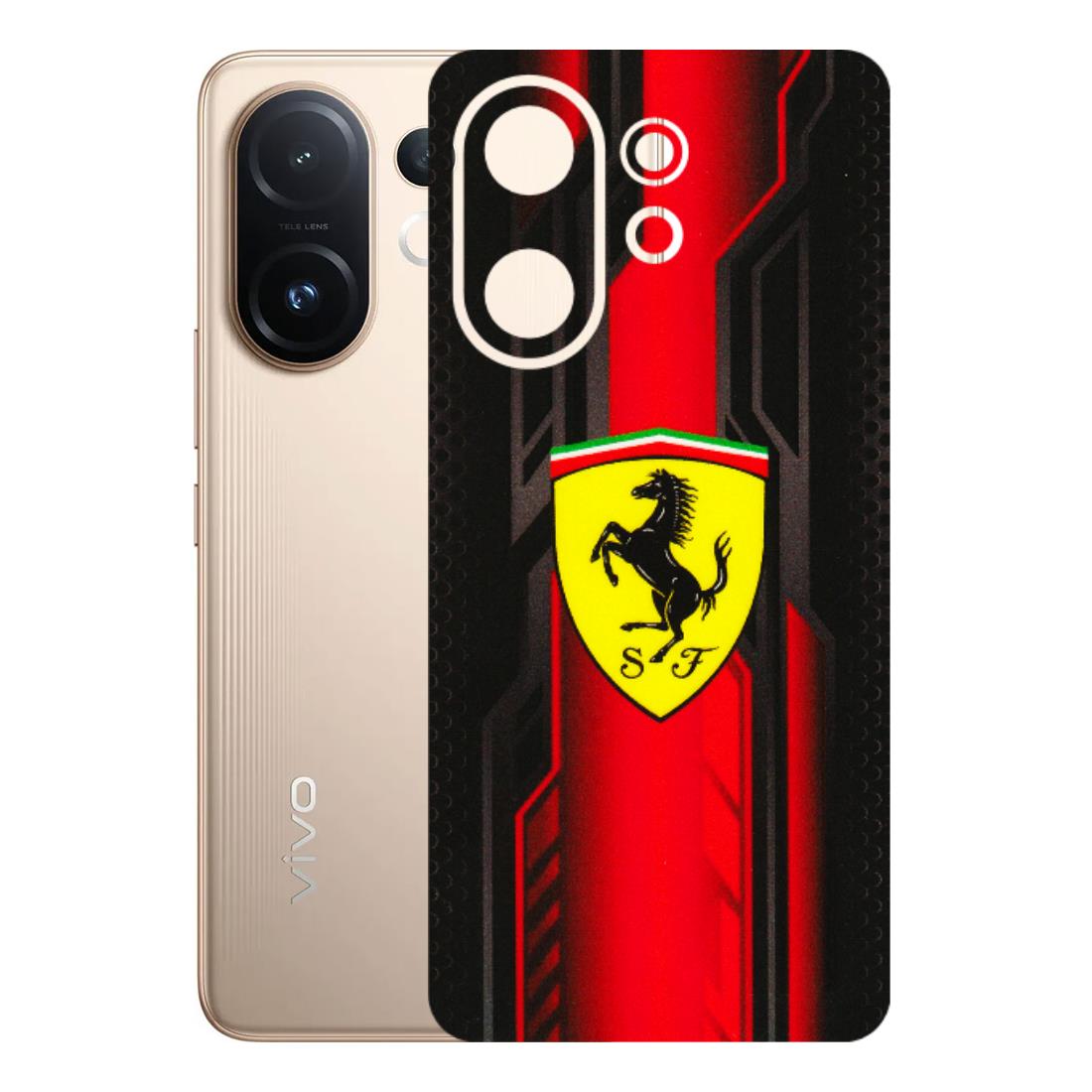 VIVO Z/V/X/T/U/S Series Phone Skins (All Models) - Black Ferrari Logo - 3D Embossed Finish (L-253) Vivo T4 pro