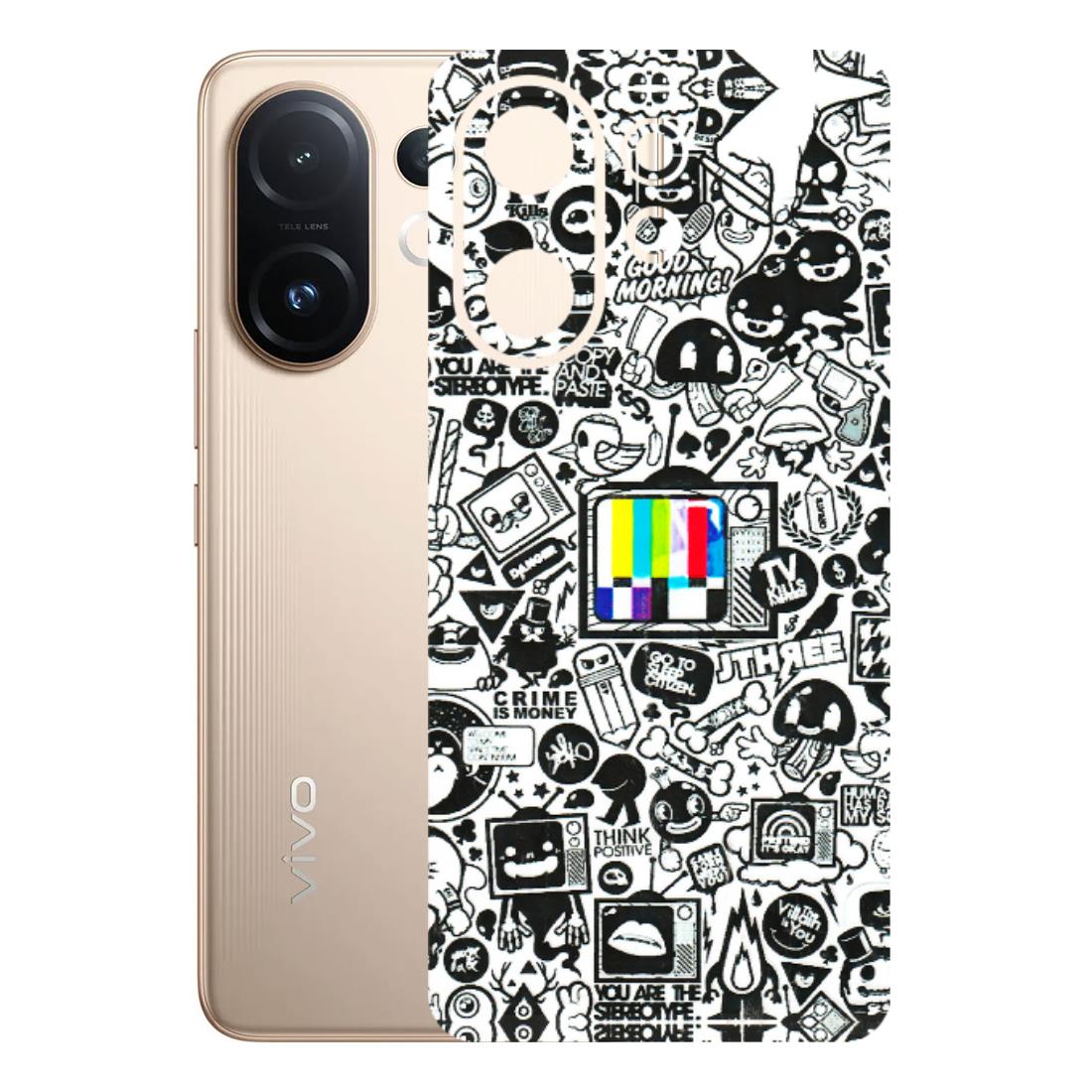 VIVO Z/V/X/T/U/S Series Phone Skins (All Models) - Doodles Positive Art - 3D Embossed Finish (L-263) Vivo T4 pro