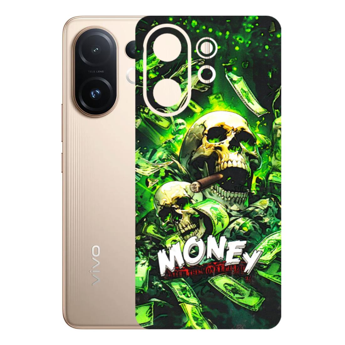 VIVO Z/V/X/T/U/S Series Phone Skins (All Models) - Skull Money - 3D Embossed Finish (L-303) Vivo T4 pro