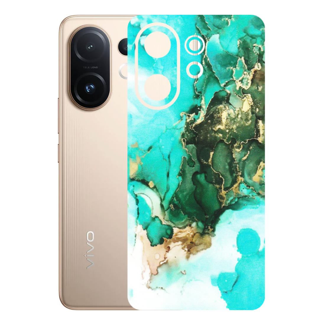 VIVO Z/V/X/T/U/S Series Phone Skins (All Models) - The Blue Gold Marble - Matte Finish (M-124) Vivo T4 pro