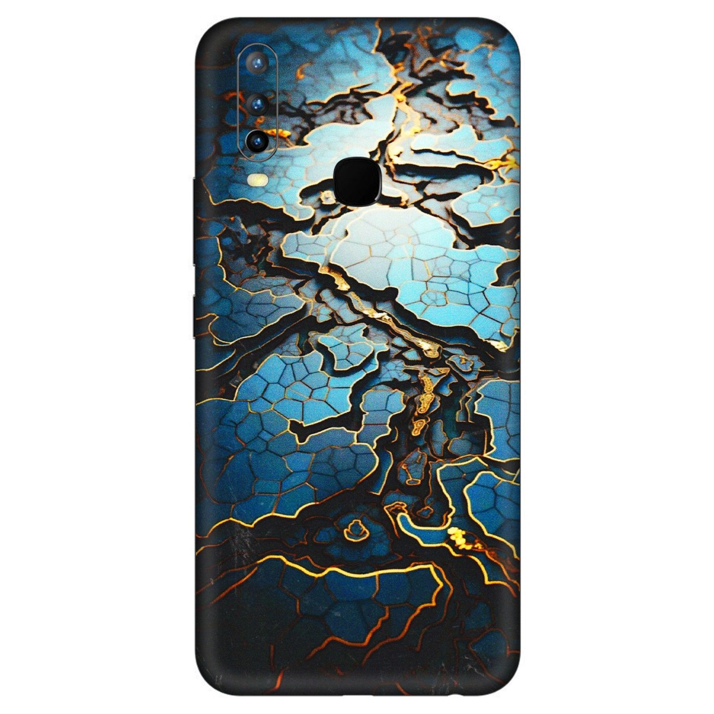 VIVO Z/V/X/T/U/S Series Phone Skins (All Models) - Blue Gold Abstract - 3D Embossed Finish (L-11) Vivo U10