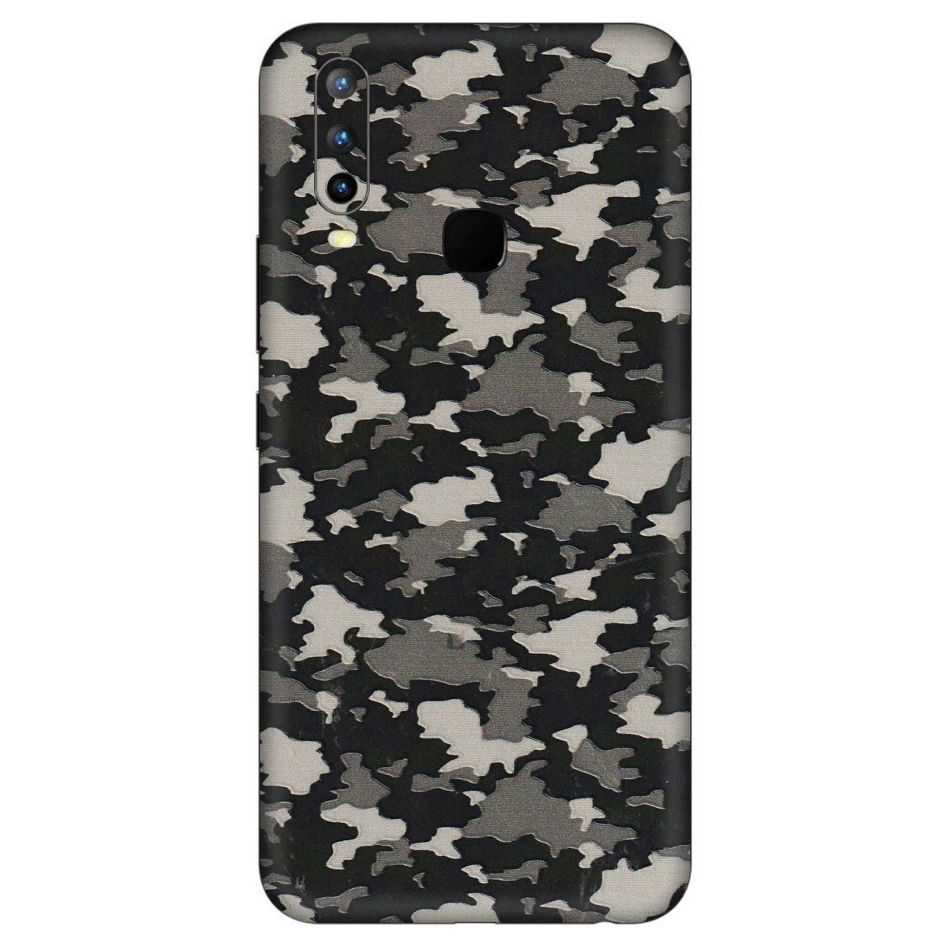 VIVO Z/V/X/T/U/S Series Phone Skins (All Models) - Black/Grey Camoflaunge - 3D Embossed Finish (L-142) Vivo U10