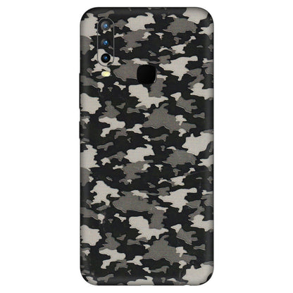 VIVO Z/V/X/T/U/S Series Phone Skins (All Models) - Black/Grey Camoflaunge - 3D Embossed Finish (L-142) Vivo U10