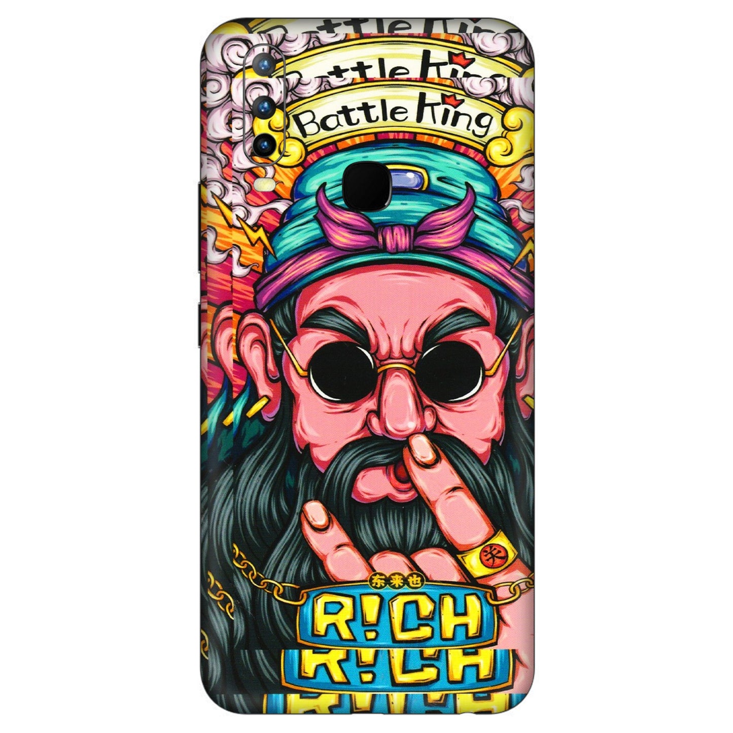 VIVO Z/V/X/T/U/S Series Phone Skins (All Models) - Battle King Dude Face - 3D Embossed Finish (L-178) Vivo U10