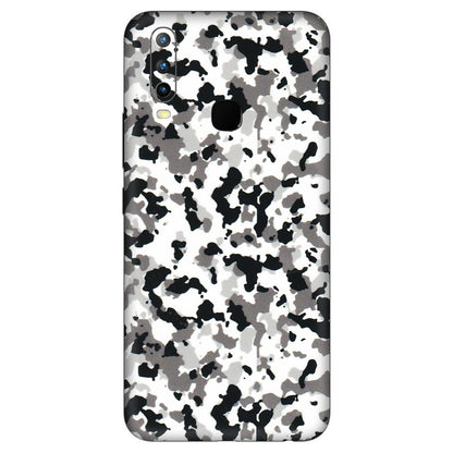 VIVO Z/V/X/T/U/S Series Phone Skins (All Models) - White Black Camouflage - 3D Embossed Finish (L-18) Vivo U10