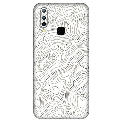 VIVO Z/V/X/T/U/S Series Phone Skins (All Models) - White Black Swirls - 3D Embossed Finish (L-219) Vivo U10