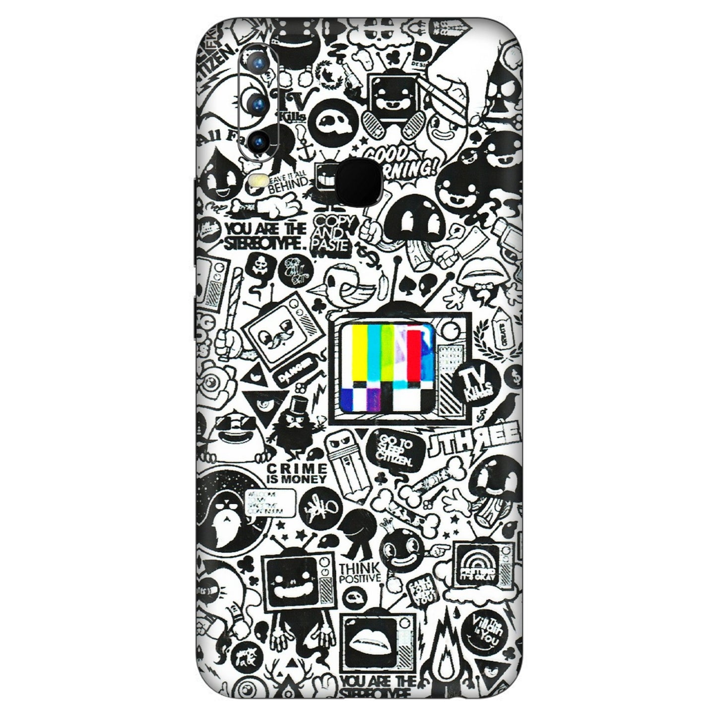 VIVO Z/V/X/T/U/S Series Phone Skins (All Models) - Doodles Positive Art - 3D Embossed Finish (L-263) Vivo U10
