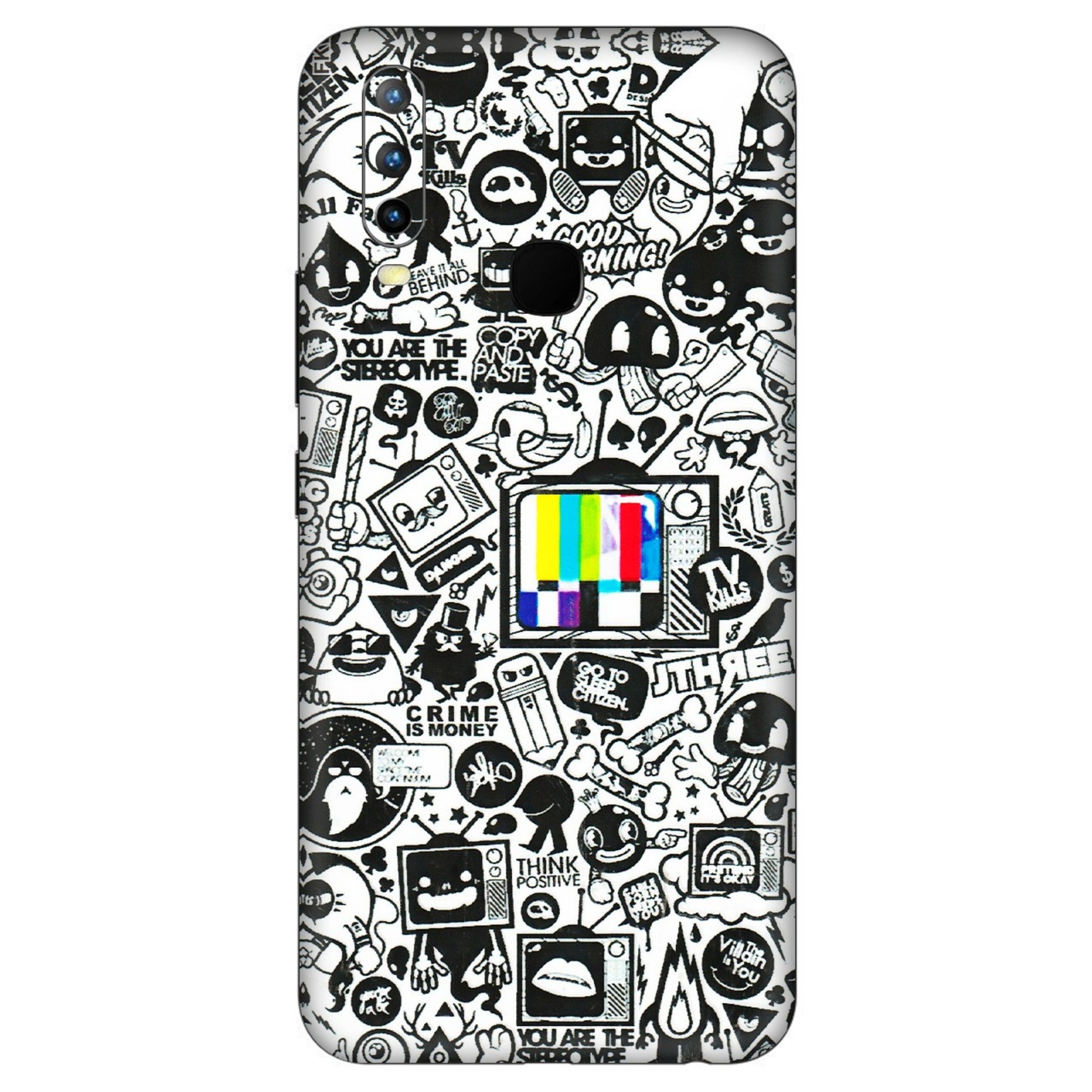 VIVO Z/V/X/T/U/S Series Phone Skins (All Models) - Doodles Positive Art - 3D Embossed Finish (L-263) Vivo U10