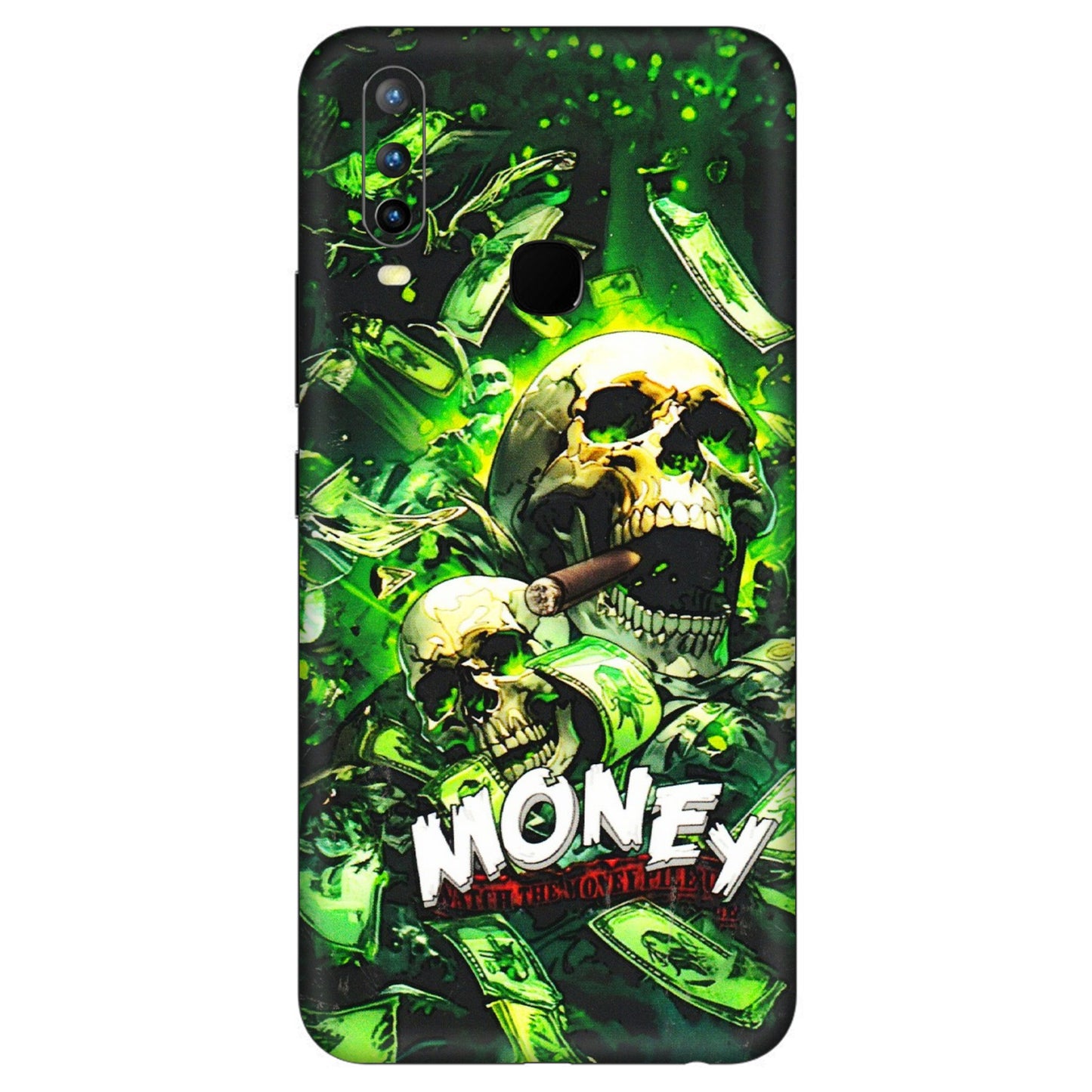 VIVO Z/V/X/T/U/S Series Phone Skins (All Models) - Skull Money - 3D Embossed Finish (L-303) Vivo U10