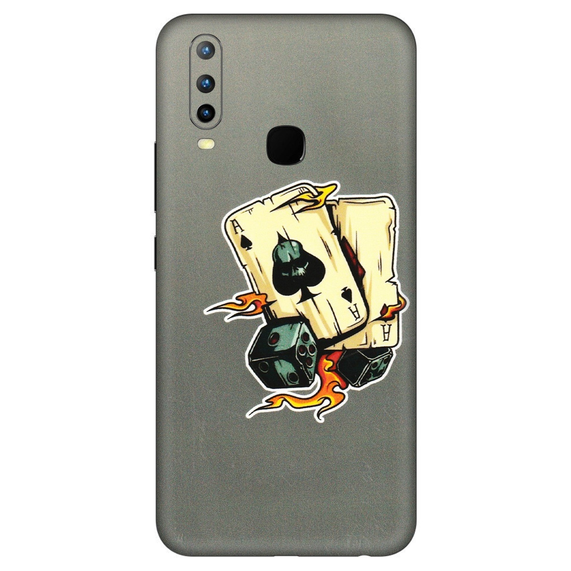 VIVO Z/V/X/T/U/S Series Phone Skins (All Models) - Grey Cards Of Ace - 3D Embossed Finish (L-77) Vivo U10