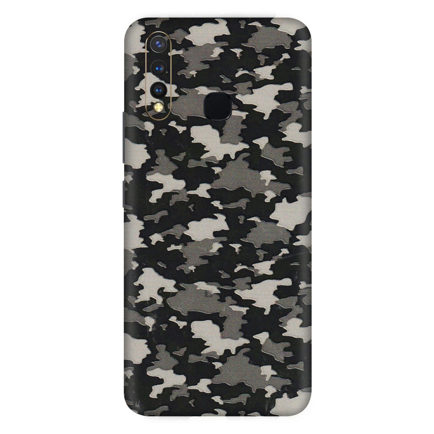 VIVO Z/V/X/T/U/S Series Phone Skins (All Models) - Black/Grey Camoflaunge - 3D Embossed Finish (L-142) Vivo U20