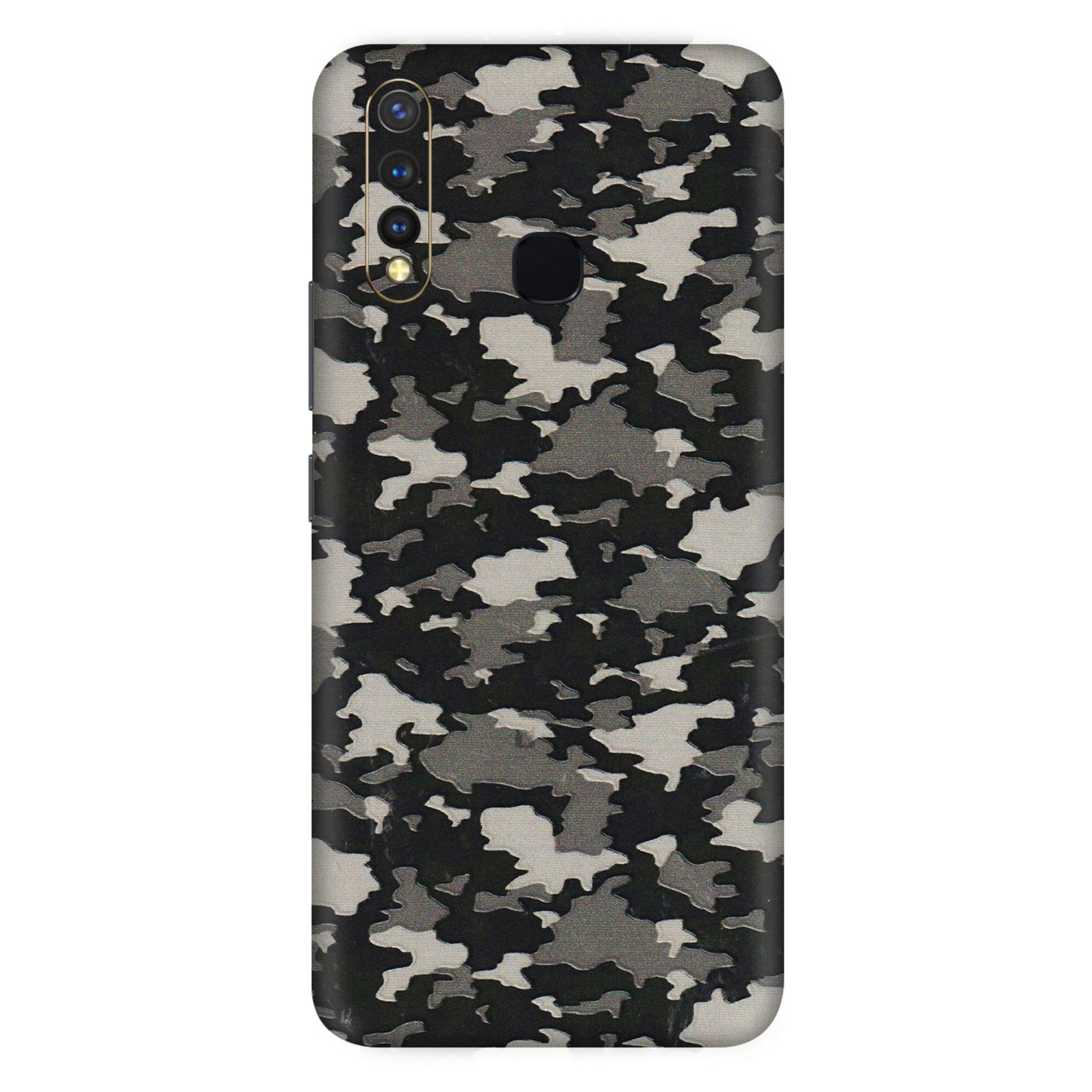 VIVO Z/V/X/T/U/S Series Phone Skins (All Models) - Black/Grey Camoflaunge - 3D Embossed Finish (L-142) Vivo U20
