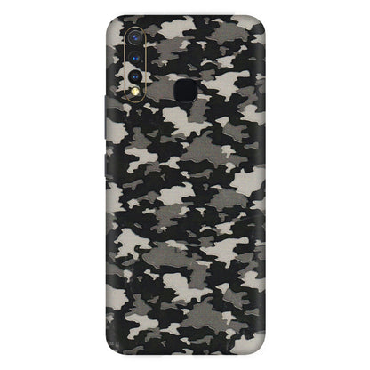 VIVO Z/V/X/T/U/S Series Phone Skins (All Models) - Black/Grey Camoflaunge - 3D Embossed Finish (L-142) Vivo U20