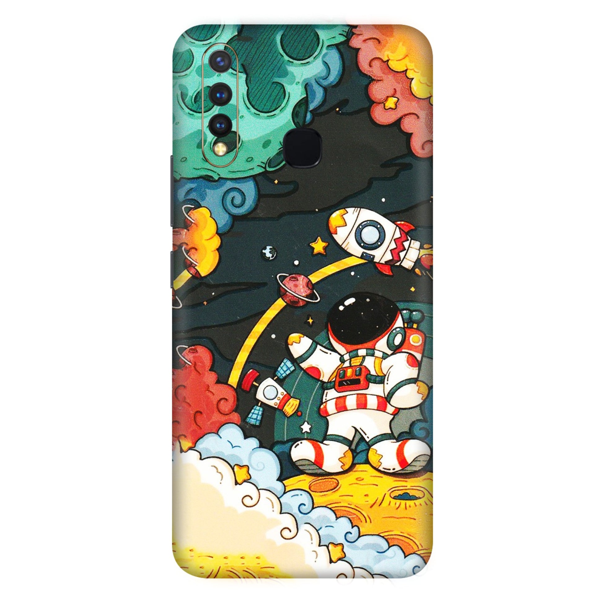 VIVO Z/V/X/T/U/S Series Phone Skins (All Models) - Astronauts & Spaceship - 3D Embossed Finish (L-145) Vivo U20