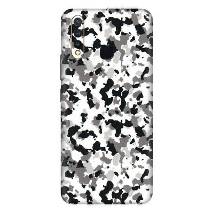 VIVO Z/V/X/T/U/S Series Phone Skins (All Models) - White Black Camouflage - 3D Embossed Finish (L-18) Vivo U20