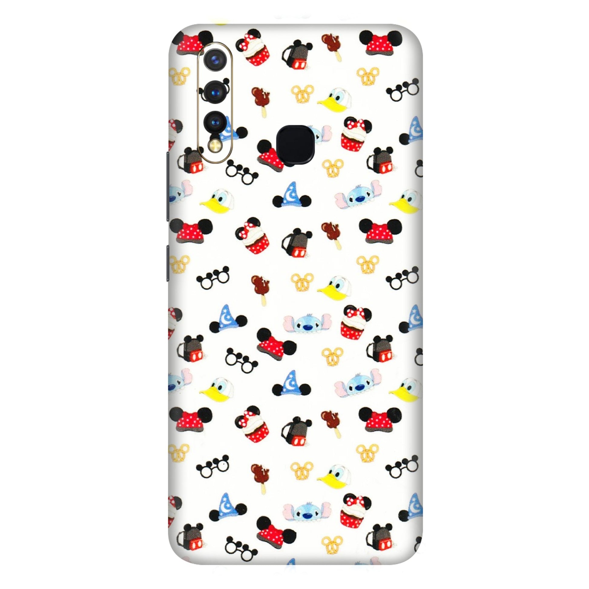 VIVO Z/V/X/T/U/S Series Phone Skins (All Models) - Minnie Mouse & Donald Doodles s - 3D Embossed Finish (L-194) Vivo U20