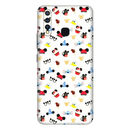 VIVO Z/V/X/T/U/S Series Phone Skins (All Models) - Minnie Mouse & Donald Doodles s - 3D Embossed Finish (L-194) Vivo U20