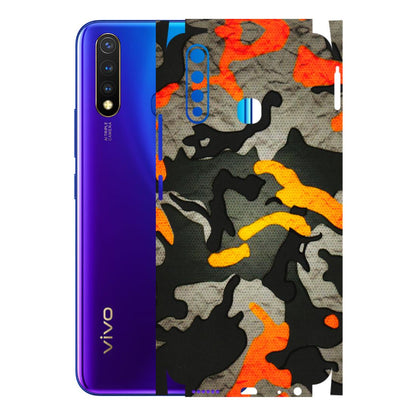 VIVO Z/V/X/T/U/S Series Phone Skins (All Models) - Orange Camouflage - 3D Embossed Finish (L-204) Vivo U20