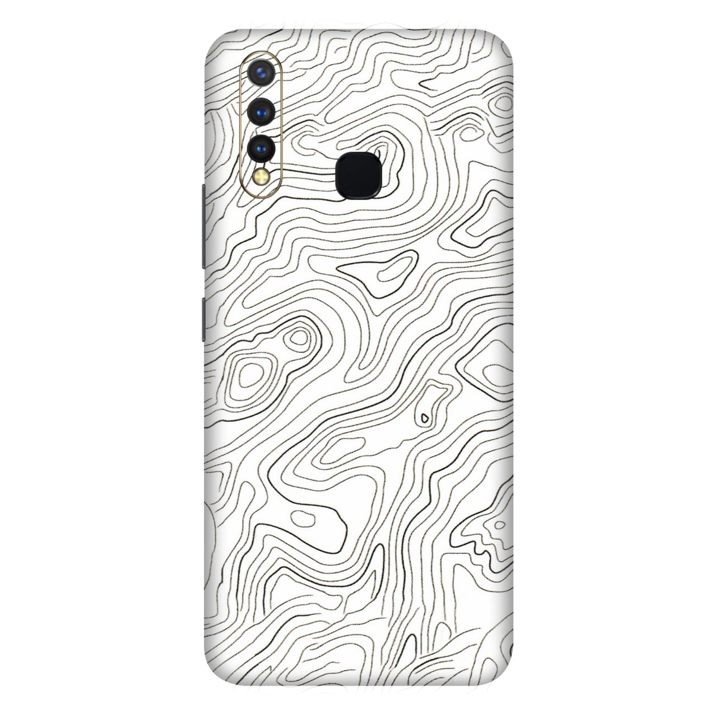 VIVO Z/V/X/T/U/S Series Phone Skins (All Models) - White Black Swirls - 3D Embossed Finish (L-219) Vivo U20