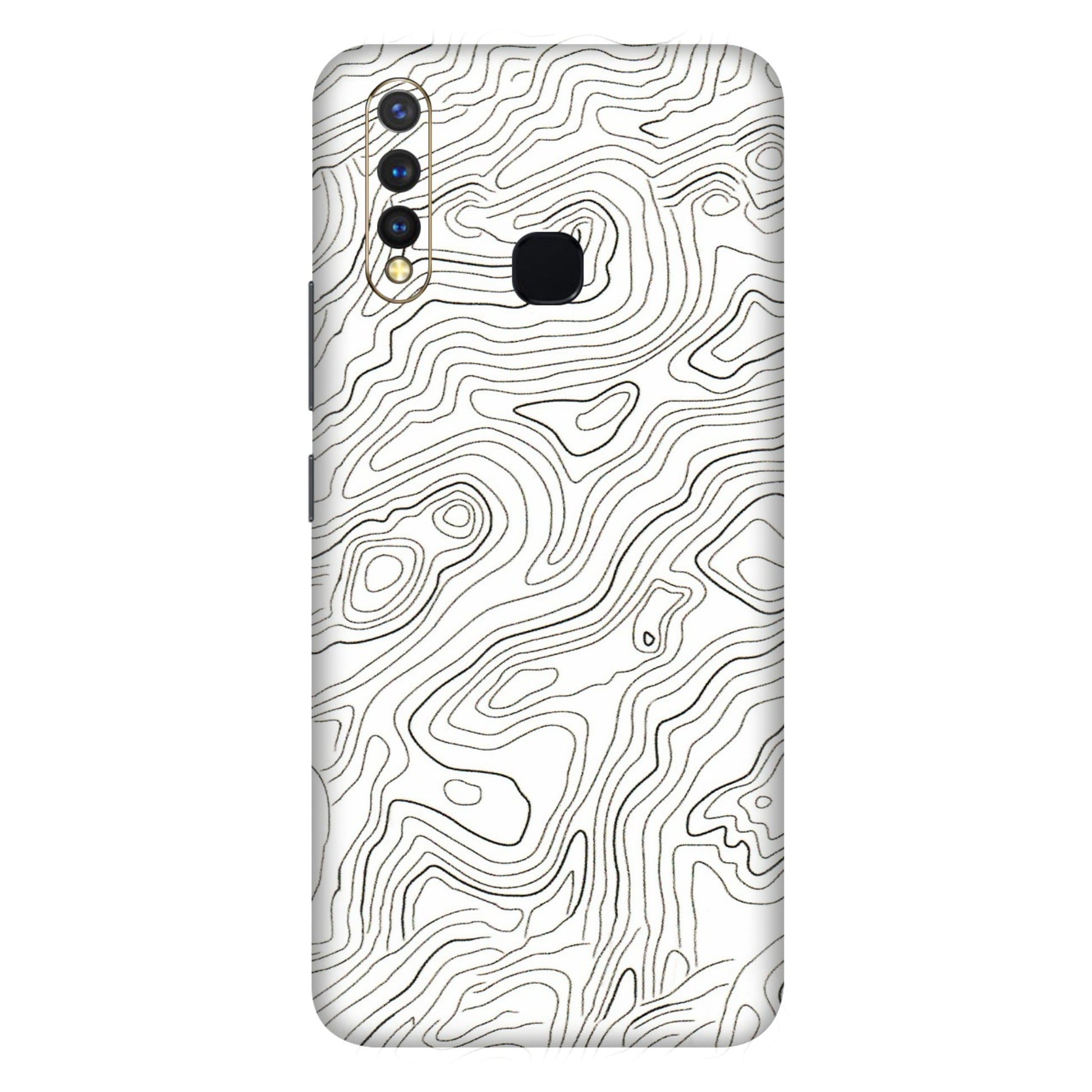 VIVO Z/V/X/T/U/S Series Phone Skins (All Models) - White Black Swirls - 3D Embossed Finish (L-219) Vivo U20